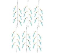 6 Pcs Mackerel Feathers Rigs, Pre Tied Sea Fishing Tackle with Luminous Beads, Mackerel Lures Hooks, High Carbon Steel Hooks Anti Tangle Sea Fishing Rigs for Cod Bass Herring Night Fishing