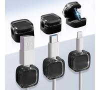 6 Pcs Magnetic Cable Clips, Clips Cable Tidy Clip Cable Holders Wire Holders for Cables Magnetic Cord Holder for Home Office Desk Use (Black)
