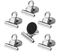 6 Pcs Magnetic Clips,31cm Length Fridge Magnet Clips,Metal Magnetic Clips for Fridge,Round Magnetic Clip,Reusable Magnet Clips,Silver Fridge Magnets Clips,for Refrigerator,Whiteboard