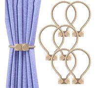 6 Pcs Magnetic Curtain Tie Backs, European Curtain Tiebacks Curtain Holdbacks Modern Simple Style Drape Tie Backs, Magnetic Curtain Buckle Clips for Home Hotel Office Window Drapery Decoration (Beige)