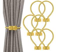 6 Pcs Magnetic Curtain Tie Backs, European Curtain Tiebacks Curtain Holdbacks Modern Simple Style Drape Tie Backs, Magnetic Curtain Buckle Clips for Home Hotel Office Window Drapery Decoration(Yellow)