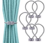 6 Pcs Magnetic Curtain Tie Backs, European Curtain Tiebacks Curtain Holdbacks Modern Simple Style Drape Tie Backs, Magnetic Curtain Buckle Clips for Home Hotel Office Window Drapery Decoration (Grey)