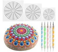 6 Pcs Mandala Art Painting Tools Kit with 5 Dotted Tools,Mylar Mandala Dotting Tools Painting Templates Stencils Dotting Pens for DIY Stone Drawing Rock Painting 8/12/16 Segments