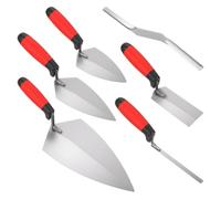 6 Pcs Masonry Hand Tool Set - 11" x 5-1/2" Philadelphia Brick Trowel, 2 Pcs Pointing Trowel, 5" x 2" Margin Trowel, 1/2" Tuck Pointing Trowel, 5/8” x 1/2” Convex Brick Jointer