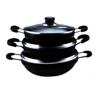 6 Pcs Master Cook Traditional Non-Stick Ceramic Karahi Set with Lids | Induction | 22-24-26Cm | Gift Box | Housewarming | Home | Round Wok | Karai | Kadhai | Cookware | Kitchenware | UK Free P&P