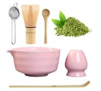 6 Pcs Matcha Whisk Set, Ceramic Matcha Bowl and Whisk, Spoon, Whisk Holder, Filter, Reusable Matcha Tea Set, Matcha Making Kit for Traditional Japanese Tea Ceremony, Matcha Starter Kit