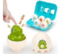 6 Pcs Matching Dinosaur Egg Baby Toy - Shape & Colour Sorting Toys for Toddlers, Animal Hide and Squeak Egg, Fun Sensory Toys for Babies, 6+ Months Gifts for Boys Girls Birthday Early Education