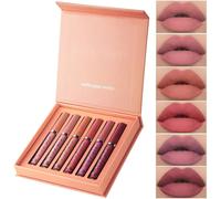 6 Pcs Matte Liquid Lipstick Set Nude Lip Gloss Non-Stick Cup Not Fade Waterproof Long Lasting Lip Sticks Gift For Make Up Women (Set B)