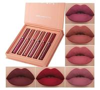 6 Pcs Matte Liquid Lipstick Set Nude Lip Gloss Non-Stick Cup Not Fade Waterproof Long Lasting Lip Sticks Gift For Make Up Women (Set A)