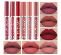 6 Pcs Matte Liquid Lipstick Set Nude Lip Gloss Non-Stick Cup Not Fade Waterproof Long Lasting Lip Sticks Gift For Make Up Women (Set C)