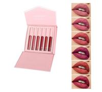6 PCs Matte Liquid Lipsticks Waterproof Long-Lasting Lip Gloss Kit for Women | Highly Pigmented Nude Pink Red Shades | Smooth Velvet Finish Non Stick & Stay On | Soft Shiny Makeup Gift Set - B
