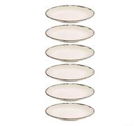 6 Pcs Matte Melamine Plates Retro Rim Shallow Dishes Rustic Dinnerware Set Cold Food Serving 18.9cm(Yellow)
