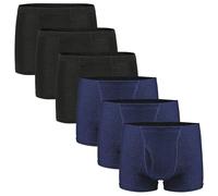 6 Pcs Men’s Incontinence Pants Incontinence Boxer Brief with Absorbent Pad 300 ML Urine Volume Cotton Washable Reusable Leakproof Incontinence Pants for Men Black & Blue Size M