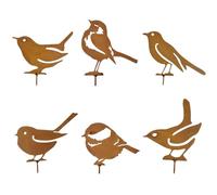 6 Pcs Metal Bird Garden Ornaments Rusty Bird Silhouette Decor for Garden Fence Outdoor Spaces Durable Birds Silhouette for Gardens Fence Decorations Fences Topper Gardens Gates Windowsills