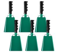 6 PCS Metal Cowbell with Handles, Large Loud Cow Bells Noise Makers for Football Games, Sporting Events, New Year’s Eve, Celebrating and More(Green)