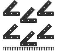 6 Pcs Metal Flat Brackets for Wood, 45 Degree Flat Sleeper Brackets Braces Heavy DutyFlat Connecting Joining Fixing Mending Plates BracketsBlack Furniture Support Repair Connectors(45°)