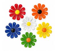 6 Pcs Metal Flower Wall Art Outdoor Garden Ornaments, Colourful Daisy Wall
