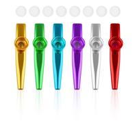 6 PCS Metal Kazoos with 8 PCS Spare Diaphragms - Premium Kazoos Musical Instruments for Adults & Kids, A Good Companion for Ukulele, Violin, Guitar,Piano Keyboard, Perfect for Parties, Music Lovers