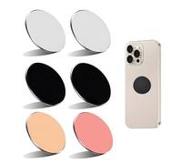 6 Pcs Metal Plate for Magnetic Phone Holder, Phone Magnet Sticker, Replacement Thin Round Plate for Car Magnetic Phone Holder, Self-Adhesive Compatible Phone Car Mount, Black Silver Golden Pink