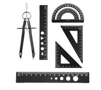 6 Pcs Metal Protractor and Compass Set,Aluminum Alloy Maths Sets for Secondary School, Maths Compass Drawing for Students for School Student Teacher Architects Engineers