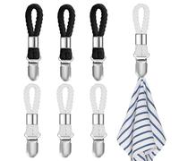 6 Pcs Metal Towel Clips with Woven Cotton Rope Loops - Versatile Hooks for Hanging Kitchen, Bathroom, or Beach Towels in Home