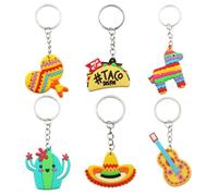 6 Pcs Mexican Keychain Cute Fiesta Party Cactus Keychain Cinco De Mayo Keychain, 6pcs, Adjustable