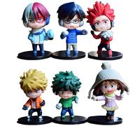 6 Pcs MHA My Hero Anime Figure Deku/Izuku Midoriya Katsuki Bakugo Shoto Todoroki Ochaco Uraraka Figures 9.5CM PVC Statue Chibi Style Model