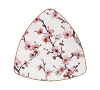 6 Pcs Microfiber Leather Coasters, Restaurant Decor Coaster Set, Triangle Coffee Table Mats for Most Cups - Pretty Peach Blossom