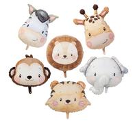 6 Pcs Middle Animal Balloons, Floatable Jungle Safari Foil Balloons for Zoo Wildlife Theme Birthday Party Decorations