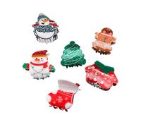 6 Pcs Mini Christmas Theme Hair Claw Clips for Women Girls, Cute Small Christmas Snowman Tree Socks Hair Jaw Clip, Non-Slip Barrettes Decoration Hair Accessories (Multi-Color)