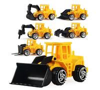 6 Pcs Mini Construction Vehicle Sliding Inertial Bulldozer Excavator Diecast Car Model Toy Set for Kids