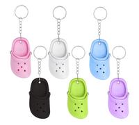 6 Pcs Mini Croc Keyring,Funny Pendant Shoe Key Ring Backpack Keychain Keychain Accessories Bag Pendant Accessories for Keys Bag DIY Gifts Lovely Mini Keyring as Birthday Gifts for Kids Boys Girls