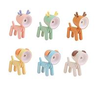 6 PCS Mini Cute Night Light, Creative Cartoon Dog & Deer LED Desk Lamp with Phone Holder, Foldable Eye-Caring Study Lamp for Home Office