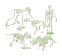 6 Pcs Mini Dinosaur SkeletonToy Set Glow In Dark Small Luminous Skeleton Dinosaurs Toys Plastic Realistic Dino Figure For Boys Girls Kids Birthday (Green, One Size)