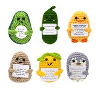 6 Pcs Mini Emotional Support Nuggets Positive Crochet Animals Set Potatos Pickle Taco Dinosaur Funny Inspirational Gifts for Women Men Coworker, Cute Birthday Gifts, College, Office Desk Decor