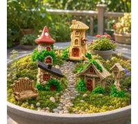 6 Pcs Mini Fairy Garden House Figurines Forest Cottage Decoration Tiny Landscape Accessories Desktop Garden Decor