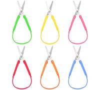 6 PCS Mini Loop Scissors, Adaptive Design Scissors Colorful Grip Scissor Right and Lefty Support, Squeeze Easy Grip Loop Scissor for Kids Schools Special Need