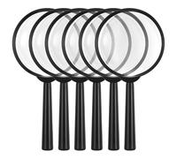 6 Pcs Mini Magnifying Glass for Young People, 5X Colorful Magnifier Plastic Hand Lens for Reading Researching Party Favors Educational Tools(Black)