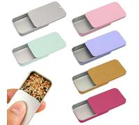 6 Pcs Mini Metal Tin Boxes, Rectangular Sliding Lid Storage Containers, Portable Small Tin Cases for Earplugs, Pills, Beads, Nails, Jewelry Findings & Tiny Trinkets, 6 Assorted Colours