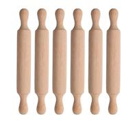 6 Pcs Mini Rolling Pin for Kids - Small Wooden Polling Pin for Baking with 2 Rollers Handle - Non-Stick Playdough Roller for Children Baking Cookies, Pastries, Crafts & Easter Activities