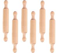 6 Pcs Mini Rolling Pin, Pizza Roller, Small Dough Rollers, Small Wooden Rolling Pins with 2 Rollers Handle Non-Stick Playdough Dough Roller, for Baking, Cookie, Pastry, Christmas, New Year, Easter