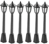 6 pcs Mini Street Light Model Resin Railway Train Lamp Post Street Lights Microscopic Model Lights for Miniature Dollhouse Micro Landscape Fairy Garden Accessories Black