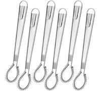 6 PCS Mini Whisk Hand Mini Spring Coil Beaters Manual Stainless Steel Egg Beater Frother Baking Beating Handheld Whisk Egg Stirrer Flat Egg Beater for Baking Cooking Milk Milk Tea
