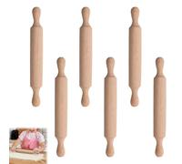6 Pcs Mini Wooden Rolling Pins, 7 Inch Small Rolling Pin for Baking & Crafts, Clay Rollings Pin with 2 Rollers Handle, Playdough Accessories for Child in Pie Crust, Cookie, Dumpling, Pastry, Dough