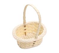 6 PCS Mini Woven Baskets,Mini Easter with Handles,Girl Rattan Flower Baskets,Rattan Baskets,Small Dollhouse Play Scene Ornament,Mini for Tiny Favors, Arts and Leftover (White, 10x8x12cm)