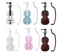 6 Pcs Miniature Violin Tiny Violin Violin Model Worlds Smallest Violin Violins With Bow Mini House Decor Realistic Mini Musical Instruments Mini Musical Ornament Toy for Dollhouse Home Office Decor