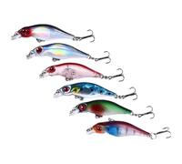 6 Pcs Minnow Lure Bait 5cm 2. 10# Hook Slow Sinking