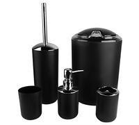 6 Pcs Modern Vanity Organiser Set, Bathroom Accessories, Include Toothbrush Holder Trash Can Soap Dispenser Rinsing Mug Toilet brush holder Soap dish, Bathroom Accessories Set(black)