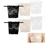 6 Pcs Modesty Panels for Low Cut Tops Cleavage Cover Up for Dresses Lace Insert for Low Cut Dress Privacy Invisible Lady Clip-on Mock Camisole Bra Women's Vests Lace Top