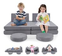 6 PCS Modular Kids Play Couch Toddler Creative Furniture Play Set-Grey